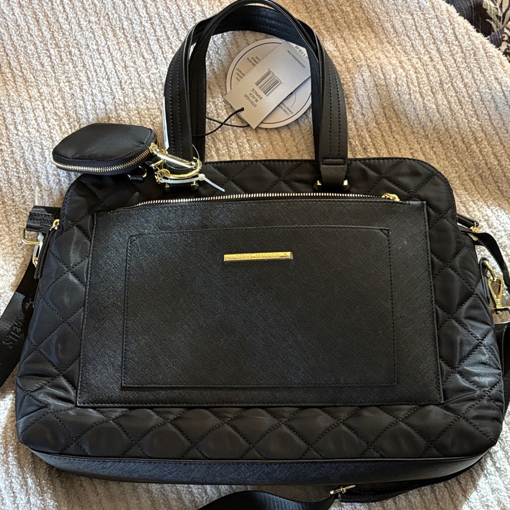 Steve Madden Black Quilted Laptop Bag